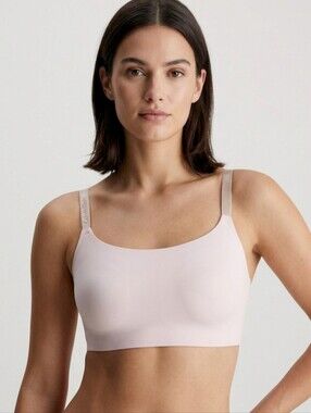 Calvin Klein Pink Lightly Lined Bralette Invisibles Seamless Logo Minimalist L